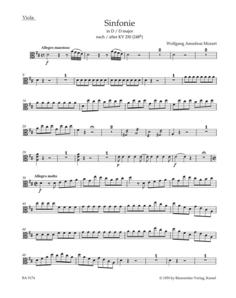 Symphony in D (K.250 K.248b) after the Serenade K.250